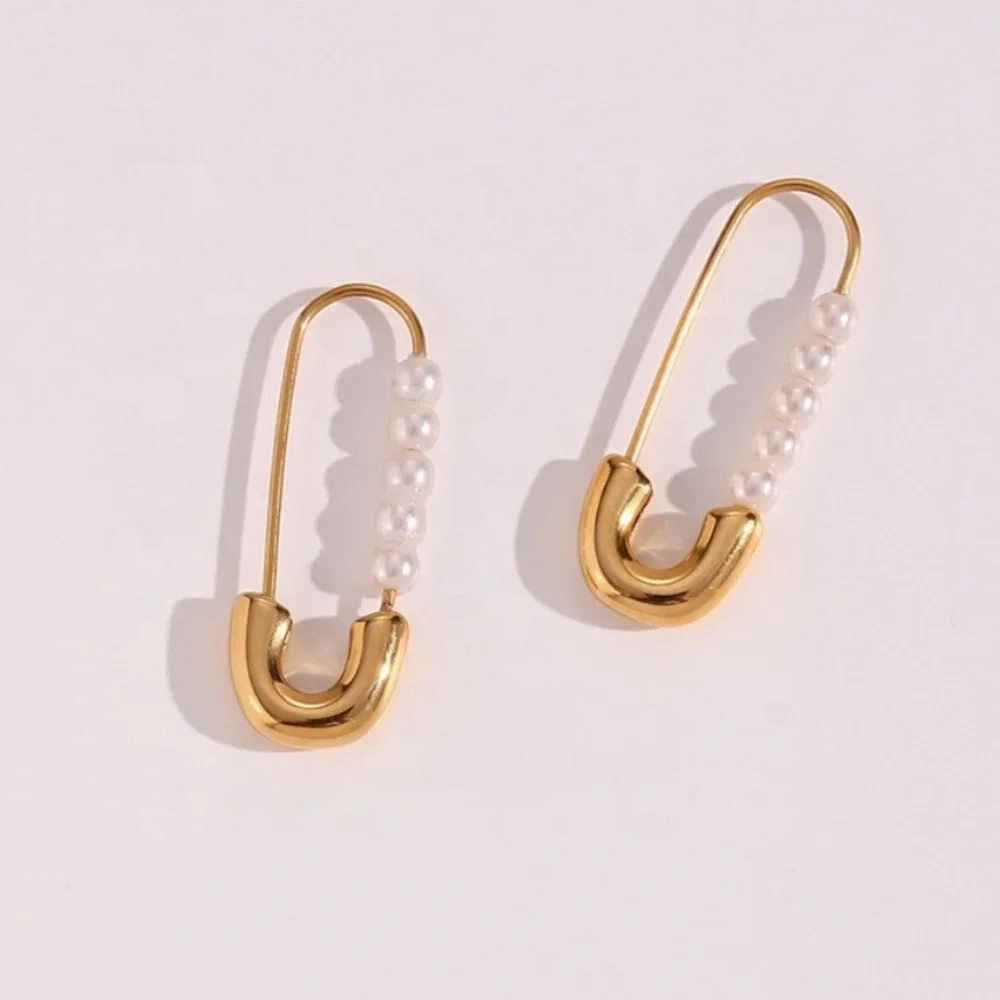 NEW PEARL HOOP 18K GOLD EARNINGS, NICE EARRINGS, CUTE EARRINGS - Picture 3 of 6